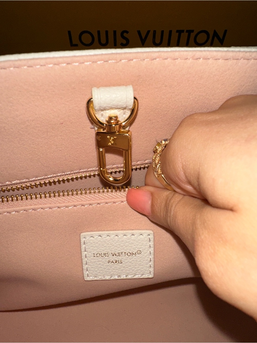 Cream and Pink Monogram Tote - Picture 5 of 9